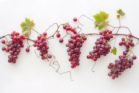 A cluster of grapes on a white backgroundの素材