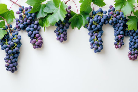 A cluster of grapes on a white backgroundの素材