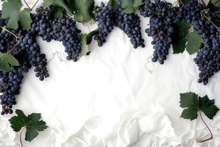 A cluster of grapes on a white backgroundの素材