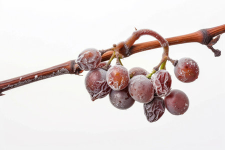 A cluster of grapes on a white backgroundの素材
