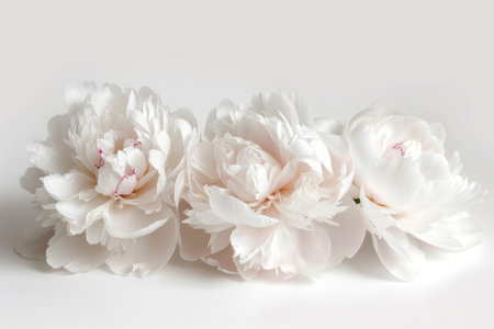 A mesmerizing image featuring isolated peony blooms against a pristine white backdropの素材