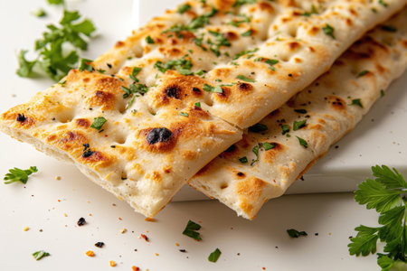 A Lavash, the traditional flatbread, elegantly isolated against a white backgroundの素材