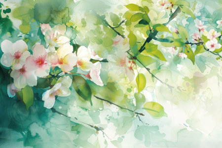 An aquarelle reverie capturing the essence of renewal in springの素材