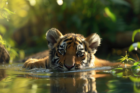 An adorable tigerlet on its adventures as a pint-sized explorerの素材