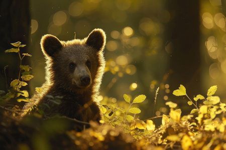 A tender portrayal of a bear cub, embodying the purity of the wildの素材