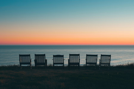 Chairs strategically placed along the coast, inviting conversations with the seaの素材