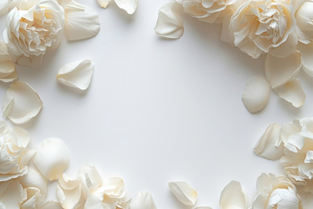 An arrangement of promising petals frames a clean white spaceの素材