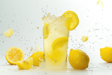 Tarhun extract lemonade, elegantly isolated on a white backgroundの素材