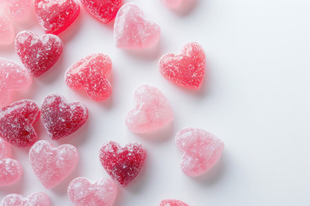 Heart-shaped candies, resembling whimsical love notesの素材