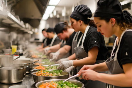 An ensemble of youthful chefs creates a delightful culinary symphonyの素材