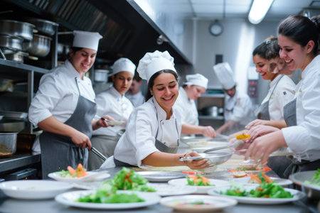 An ensemble of youthful chefs creates a delightful culinary symphonyの素材