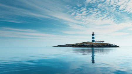 A majestic lighthouse standing tall on a remote islandの素材