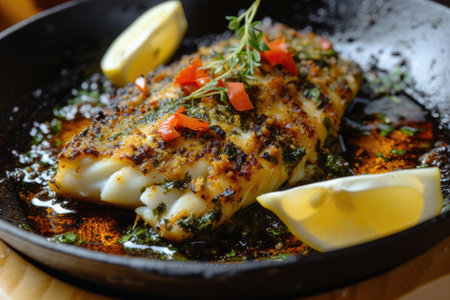 A delectable dish featuring perfectly fried fish with a burst of flavorsの素材