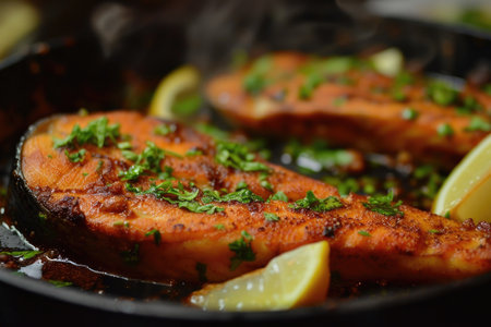 A delectable dish featuring perfectly fried fish with a burst of flavorsの素材