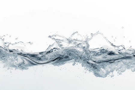 An isolated water wave on a pristine white backgroundの素材