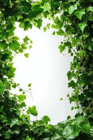 A lush border of vibrant green leavesの素材
