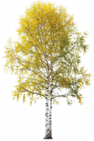 Birch tree isolated on white backgroundの素材