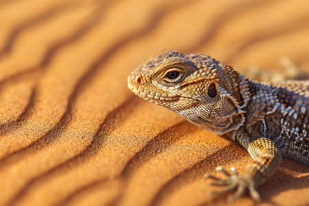 An up-close look at a lizard's world in the sandy wilderness, revealing hidden wondersの素材