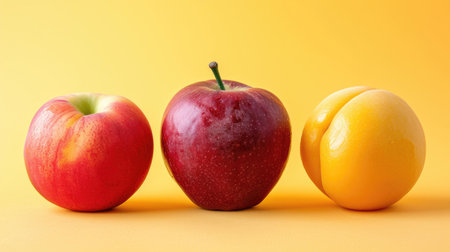 Three selectable fruits - apple, apricot, and mangoの素材