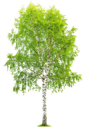 Birch tree isolated on white backgroundの素材