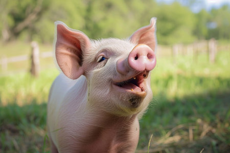 A pig's humorous antics caught on cameraの素材