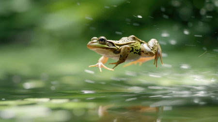 Frog in motion, a snapshot of agility in the wildの素材