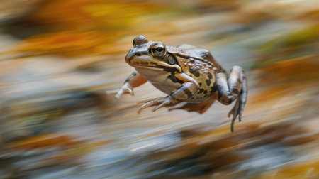 Frog in motion, a snapshot of agility in the wildの素材