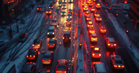 City traffic captured in a blend of motion and lightの素材