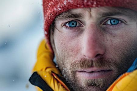 Close-up portraits of climbers against mountain backdropの素材