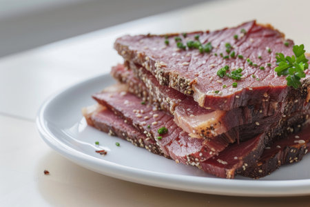 Pastrami plate, isolatedの素材