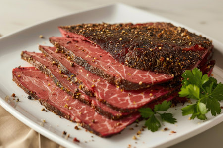 Pastrami plate, isolatedの素材