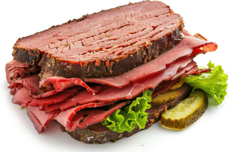 Pastrami dish, isolated on whiteの素材