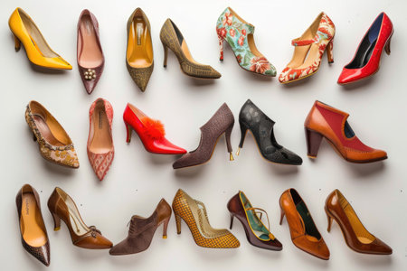 The timeless charm of vintage shoes showcased on whiteの素材