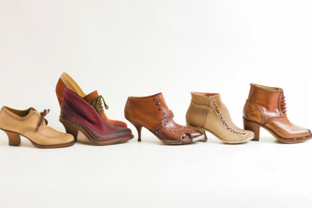 The timeless charm of vintage shoes showcased on whiteの素材