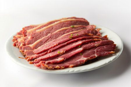 Pastrami dish, isolated on whiteの素材