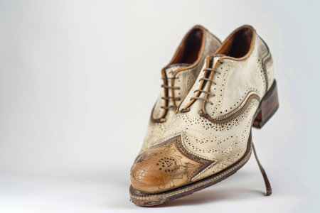 Vintage shoes, a journey to the past, pristine against whiteの素材