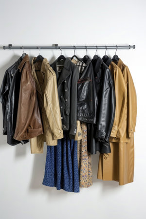 Classic vintage attire showcased against a pristine white backdropの素材