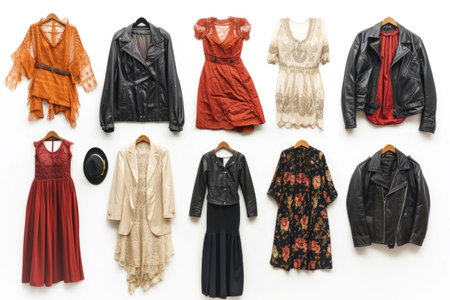 Classic vintage attire showcased against a pristine white backdropの素材