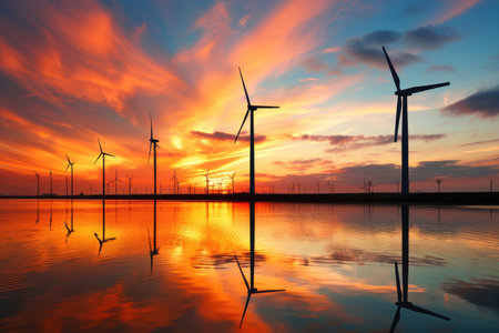 Sunset with windmillsの素材
