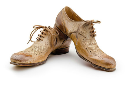 Vintage shoes, a journey to the past, pristine against whiteの素材