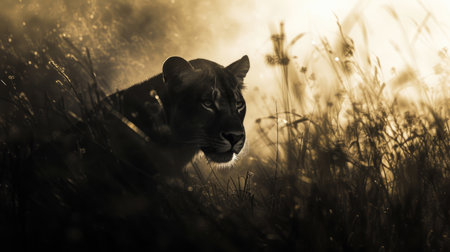 A wild animal prowls its natural habitat, at one with natureの素材