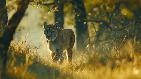 A wild animal prowls its natural habitat, at one with natureの素材