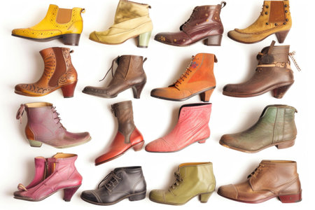 The timeless charm of vintage shoes showcased on whiteの素材