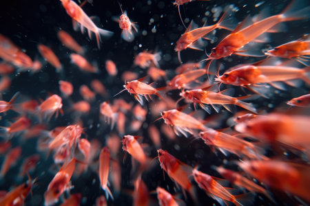 A mesmerizing swarm of deep-sea krill dancing in the ocean currentsの素材