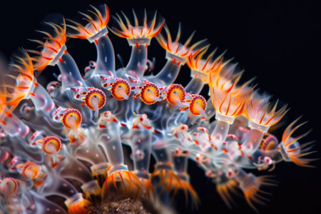 A mesmerizing colony of hydrothermal vent worms thriving in the depthsの素材