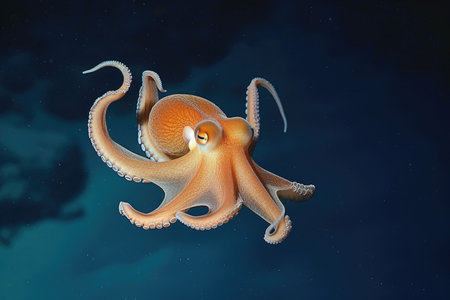 A rare Dumbo octopus gracefully swimming in the deep seaの素材