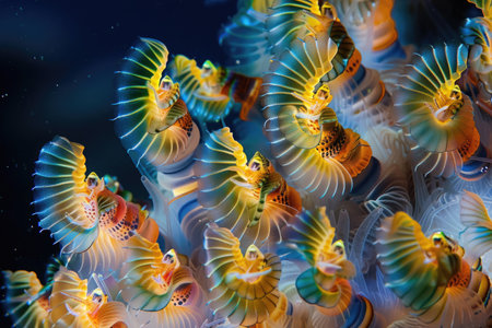 A mesmerizing colony of hydrothermal vent worms thriving in the depthsの素材