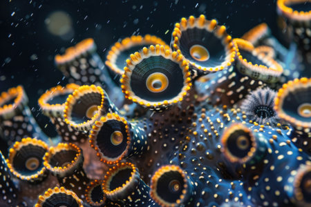 A mesmerizing colony of deep-sea cucumbers adorning the ocean depthsの素材