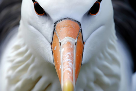 A detailed close-up shot of an elegant albatross, highlighting its graceful presenceの素材