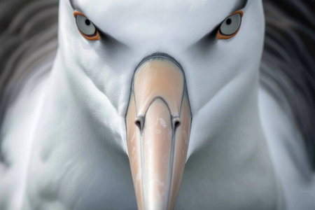 A close-up portrait of a magnificent albatross, showing its majestic featuresの素材